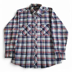 Men's Flannel Shirt L Plaid Button Down LS Red Blue Western Workwear Outdoor